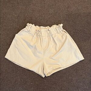 High-Waist Cream Paperbag Women’s Shorts